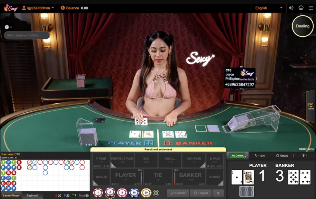 Giao diện bàn chơi xì dách (blackjack) tại sảnh live casino AX88